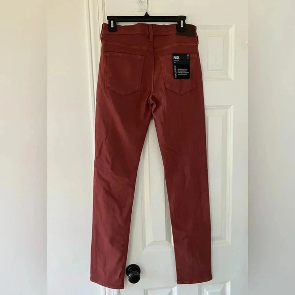 NWT Paige - Lennox Slim 5-Pocket Pant in Cherry Cola Red 28 - Picture 2 of 6